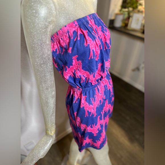 Lily Pulitzer Windsor Giraffe Blue/Pink Strapless Mini Dress. Size XSmall - Picture 2 of 12